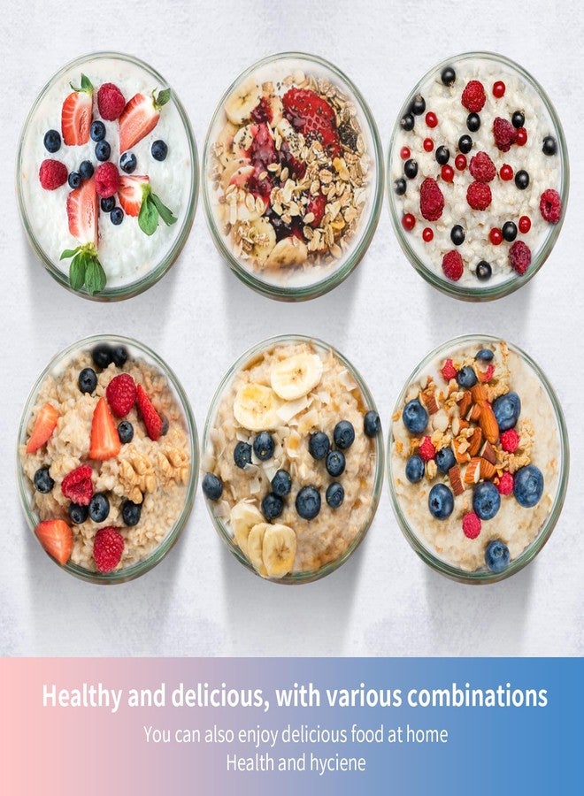 eispap 20oz - 2 Pack Overnight Oats Jars with Lids and Spoon, Overnight Oats Container with Lids, Measurement Marks, Wide Mouth Mason Jars for Salad, Cereal (blue and red) - Image 5