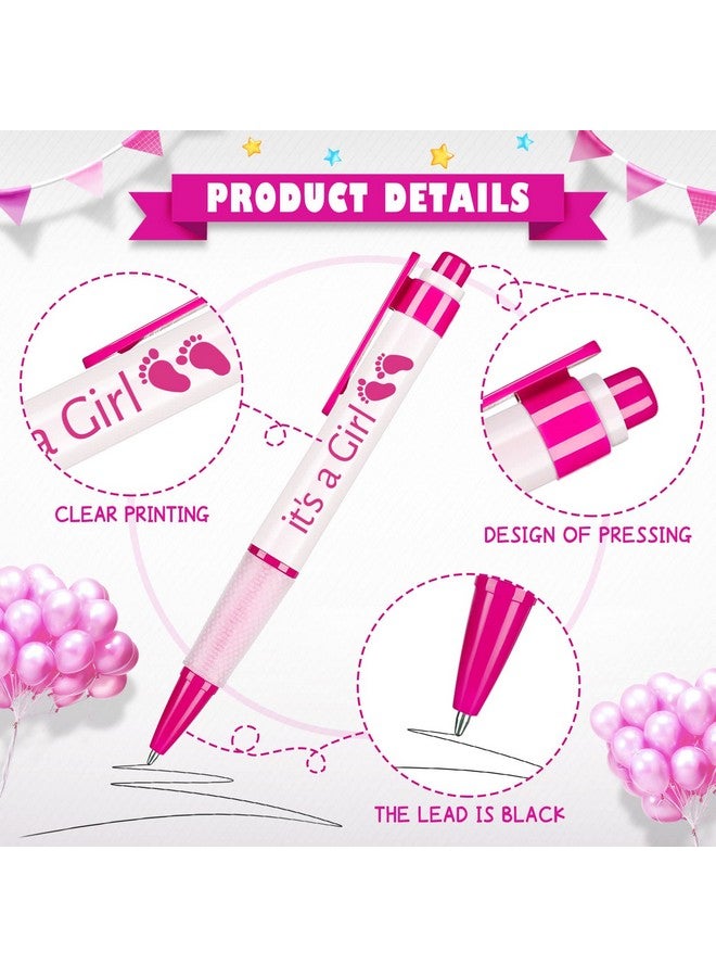 Woanger 36 Pcs Baby Shower Pens For Boys Girls Retractable Gel Pens Blue Or Pink Baby Shower Favors Thank You Gifts For Guests(It'S A Girl Style) - Image 3