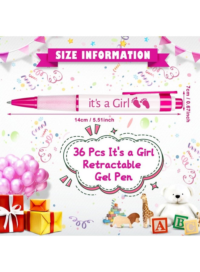Woanger 36 Pcs Baby Shower Pens For Boys Girls Retractable Gel Pens Blue Or Pink Baby Shower Favors Thank You Gifts For Guests(It'S A Girl Style) - Image 2