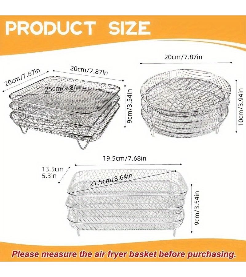 Stainless Steel Air Fryer Basket Rack 2pcs Round for Oven Microwave - Image 4