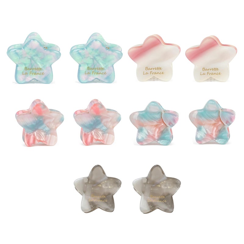 Agirlvct Small Hair Clips,Acetic Acid Mini Star Claw Jaw Clips,No-Slip Cute Decoration Buns Clip,Pining Bangs,Strong Grip, Classic Clamp Clips Gift for Girl Women Thin Thick Hair Styling(10 PCS) - Image 1
