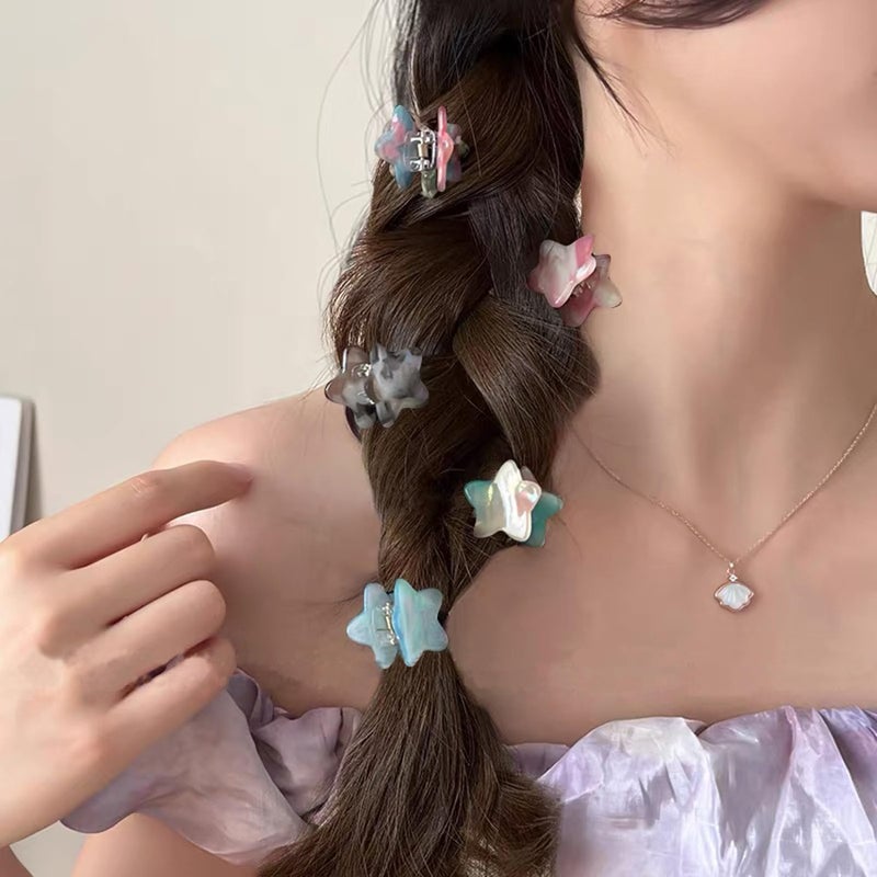 Agirlvct Small Hair Clips,Acetic Acid Mini Star Claw Jaw Clips,No-Slip Cute Decoration Buns Clip,Pining Bangs,Strong Grip, Classic Clamp Clips Gift for Girl Women Thin Thick Hair Styling(10 PCS) - Image 2