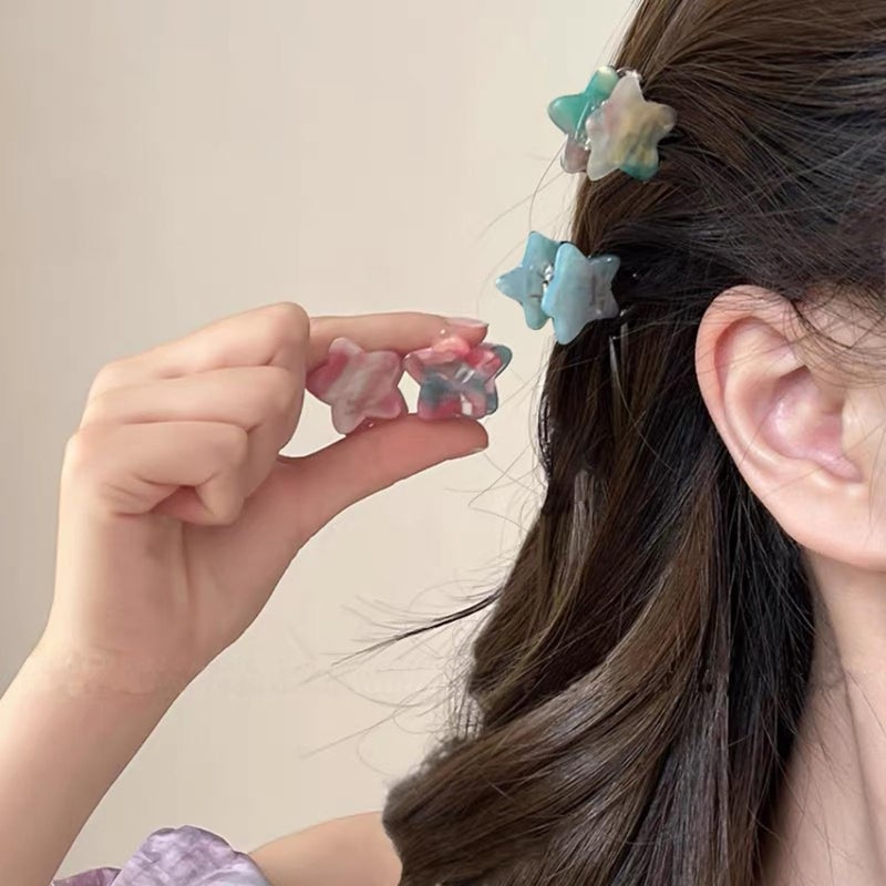 Agirlvct Small Hair Clips,Acetic Acid Mini Star Claw Jaw Clips,No-Slip Cute Decoration Buns Clip,Pining Bangs,Strong Grip, Classic Clamp Clips Gift for Girl Women Thin Thick Hair Styling(10 PCS) - Image 3