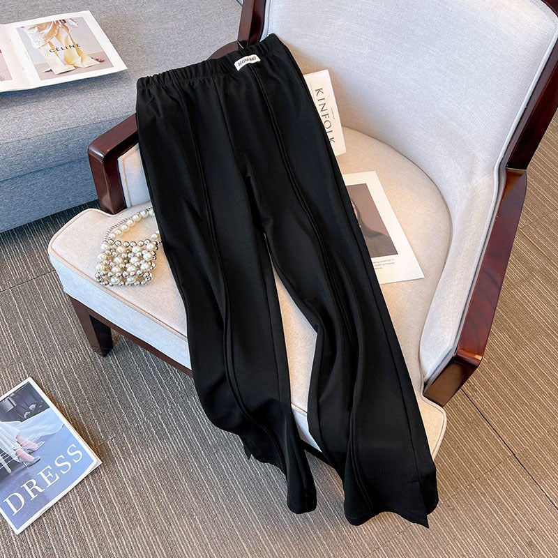 Plus Size Women Casual 9-Points Pants Slimming 2024 New Black (shipped within 10 days) 