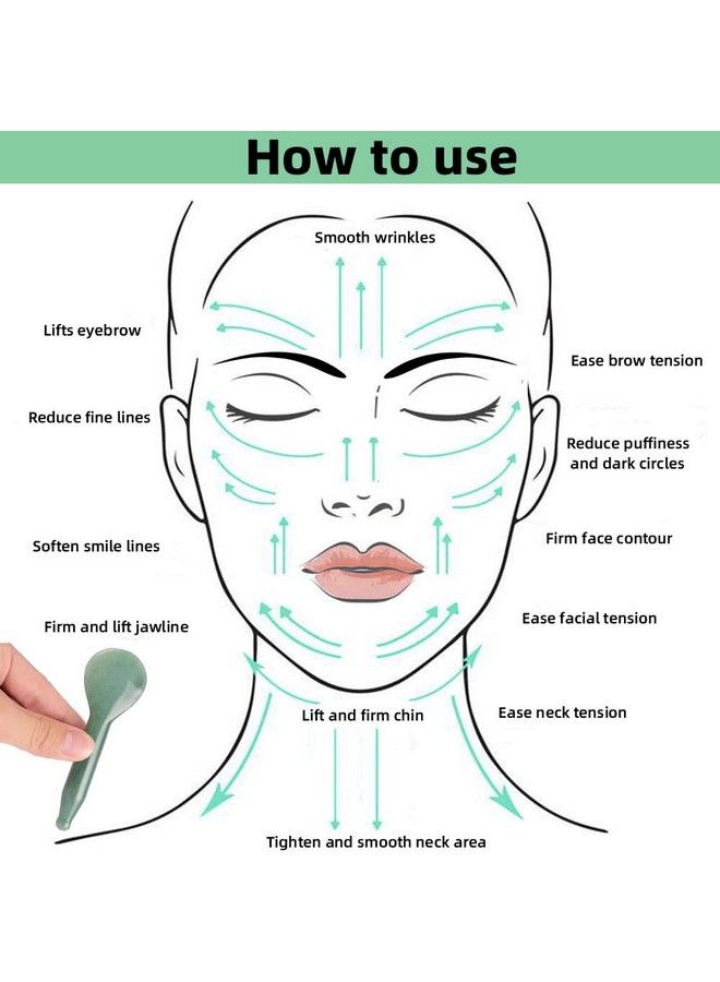TOP SEWING Jade Gua Sha Massage Tools Facial Tool 100% Natural Green Gua Sha Anti Aging Facial Skin Spa For Rejuvenate Skin Antiwrinkle Anti Aging - Image 5