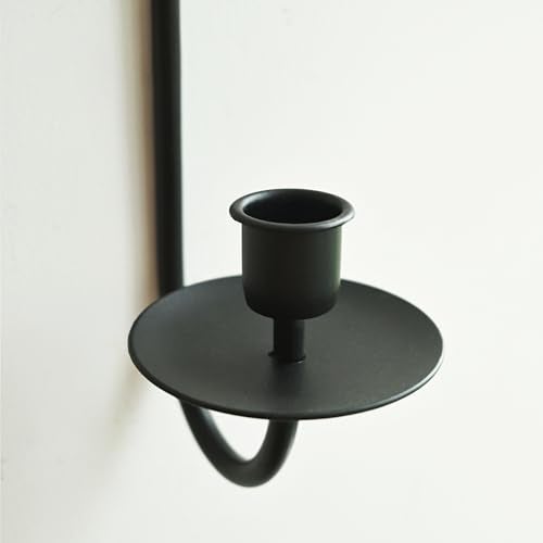 Remenna Metal Wall Candle Sconce Holder Set of 2 Wall Mount Candle Holders Modern Wall Candle Sconces Hanging for Living Room Farmhouse Fireplace Wedding 16.5"×5"×3" (Black) - Image 3