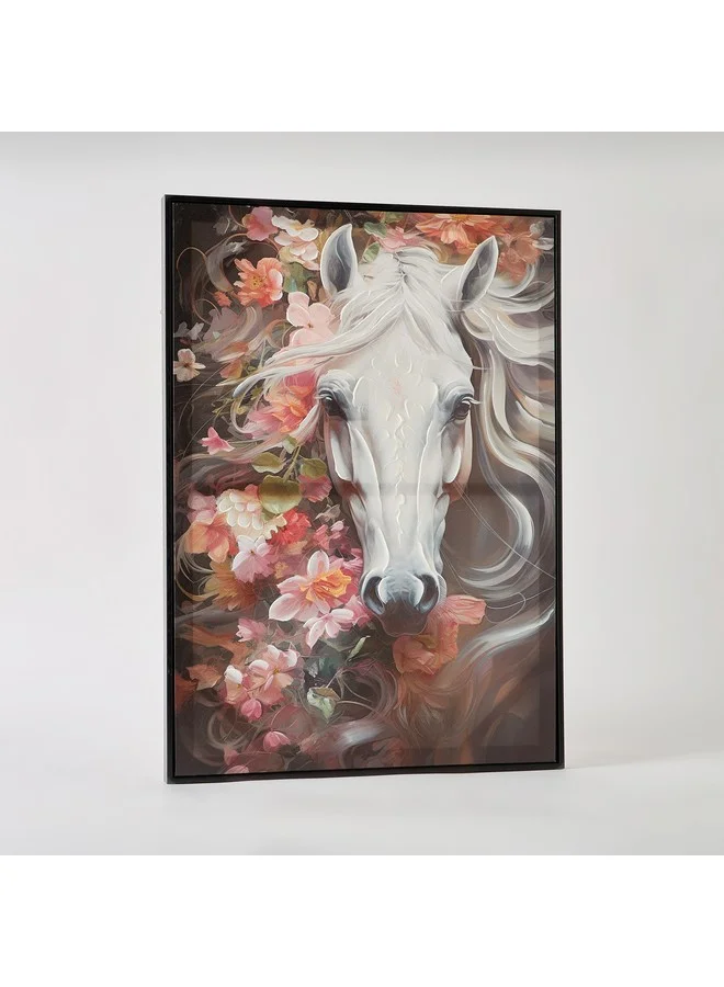 هوم بوكس لوحة فنية مرسومة يدوياً بوجه حصان إرسل 50 × 70 × 2.5 سم