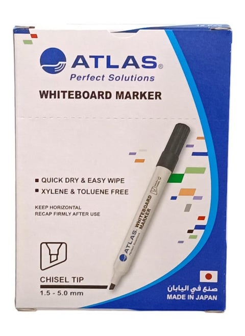Pack of 12 Whiteboard Chisel Tip Markers Black