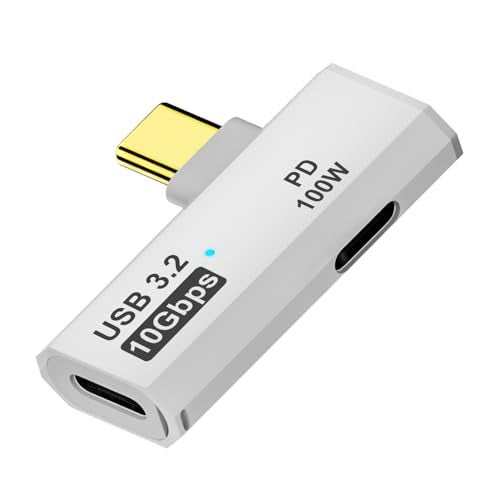AreMe Dual USB C Headphone Adapter with 100W Charging Port, 2-in-1 USB Type C Splitter Dongle for Rog Ally, Steam Deck, Quest 2, iPhone 15 Series, iPad, MacBook and More Type C Device (White) - Image 1