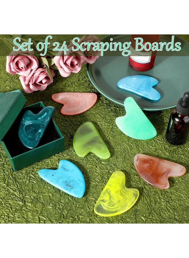 Sherr 24 Pcs Gua Sha Facial Tool Resin Gua Sha Massage Tool Heart Shaped Gua Sha Stone Guasha Board for Face Body Skin Massage Spa Acupuncture Prevent Wrinkles (Mixed Colors) - Image 4