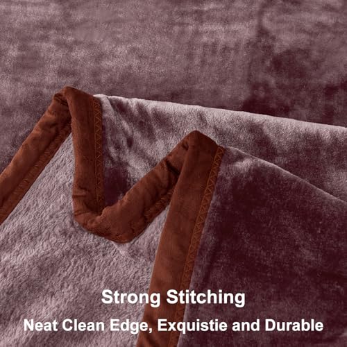 JYK Fleece Plush Blanket, Korean Mink, Queen 79" x 91" - Super Soft, Warm, Lightweight, Cozy Fuzzy Solid Color Brown - Image 5
