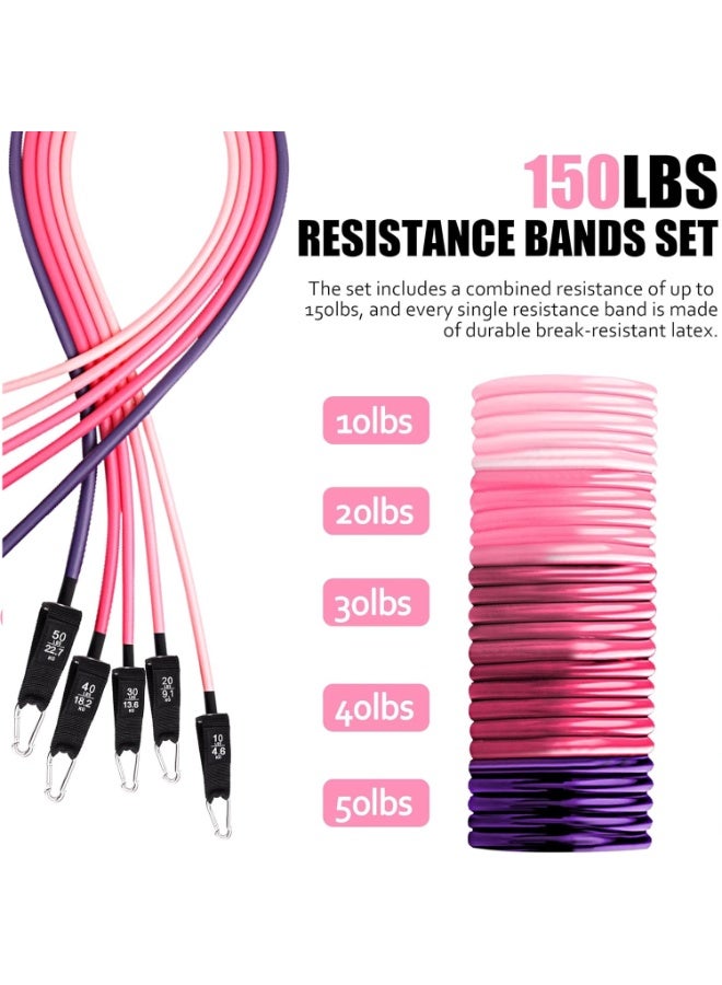 ZERIFAM Resistance Bands Set, 150LBS Exercise Bands with Handles for Men and Women, Workout Bands with Door Anchor and Legs Ankle Straps, for Muscle Training, Physical Therapy, Shape Body, Yoga, Home Workout - Image 2