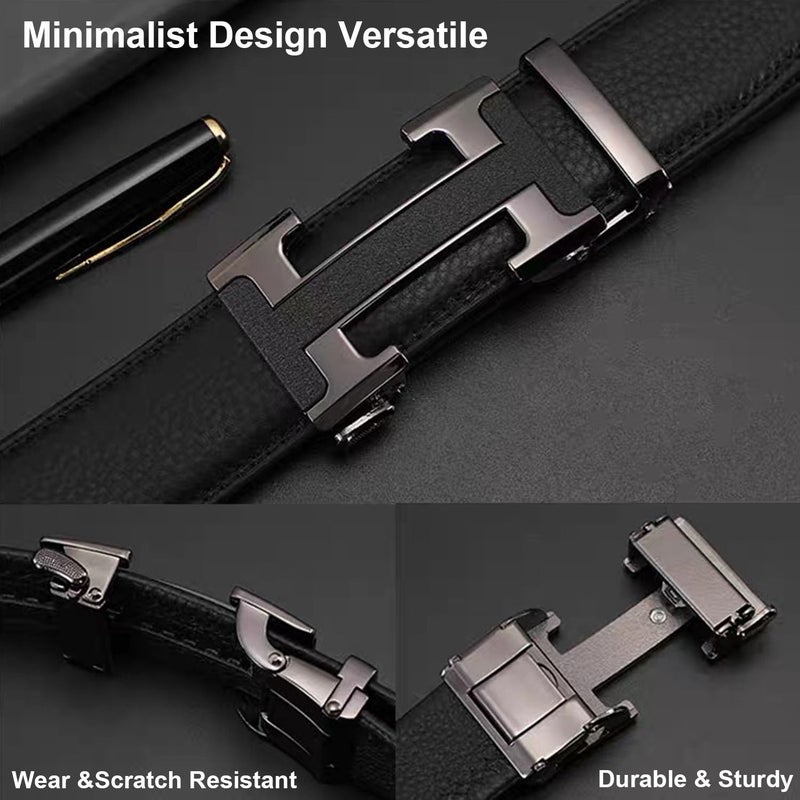 VJK Men's Leather Belt Ratchet Belt Dress with Premium Leather Slide Belt with Easier Adjustable Automatic Buckle Casual Accessories for Every Occasion (49in) - Image 4