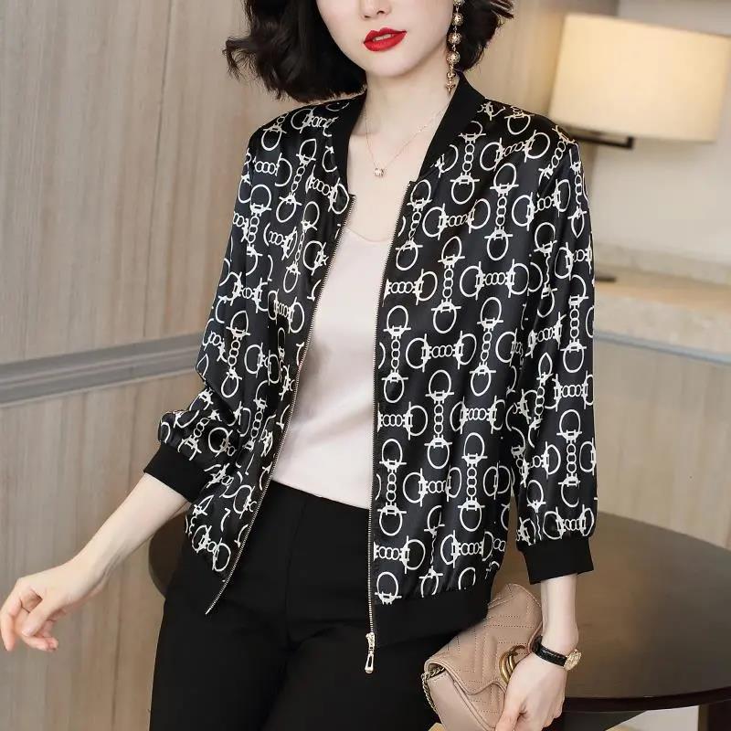 2024 Summer New Large Size Loose Fit Jacket Cardigan Top Short Jacket Trendy Printing Sun Protection Baseball Uniform For Women 2035# 
