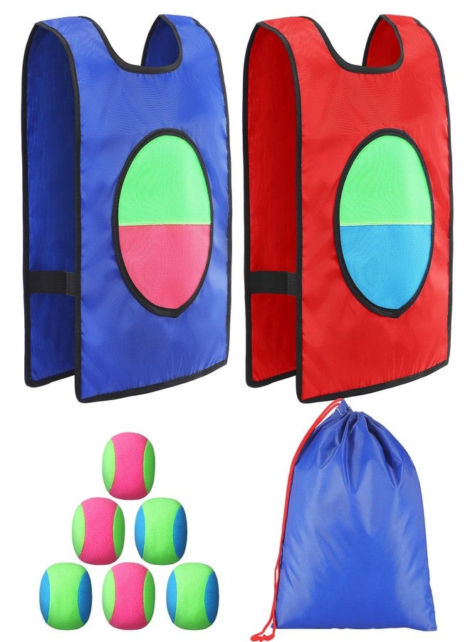 PullCrease Dodgeball Game for Kids Toss and Catch Ball Set 2 Catch Vests 6 Dodgeballs 1 Drawstring Bag Beach Yard Games Catching Ball Set Lawn Party Games Outdoor Games for Christmas Birthday Gift - Image 1