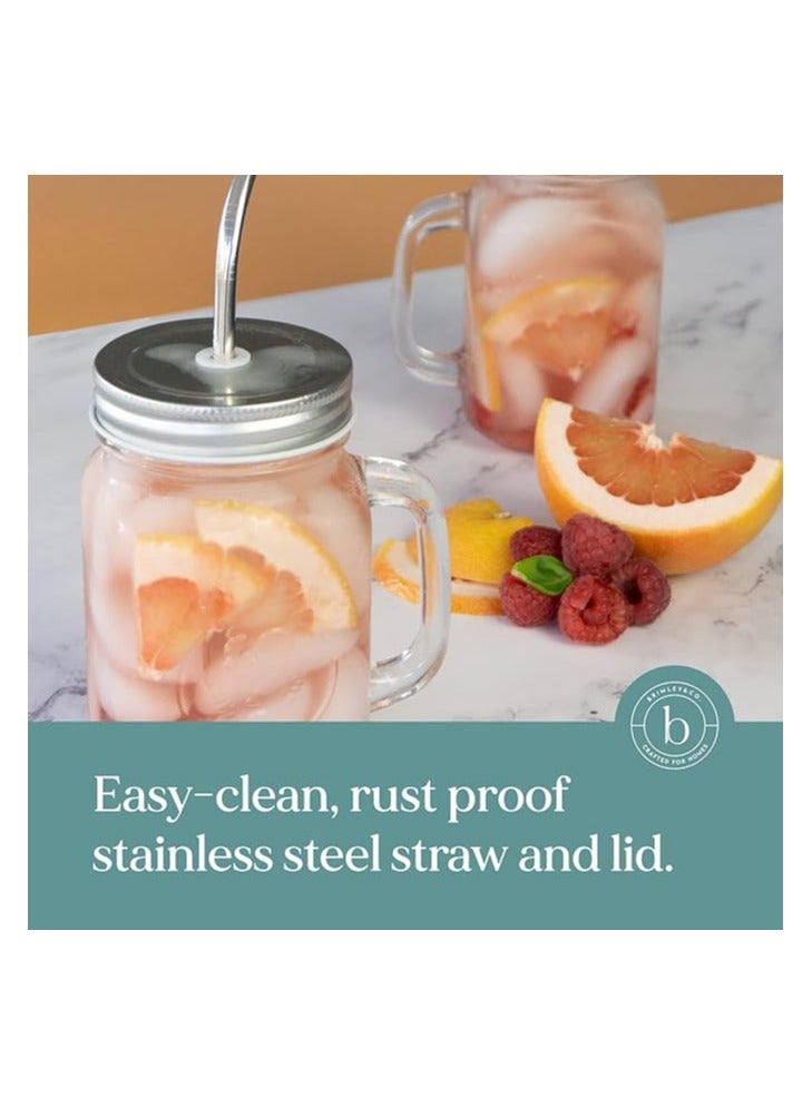 Entice Goods 4 set Mason Jar Mugs with Glass Handles and Metal Straws, 16oz Drinking Glasses Set of 4  - Image 2