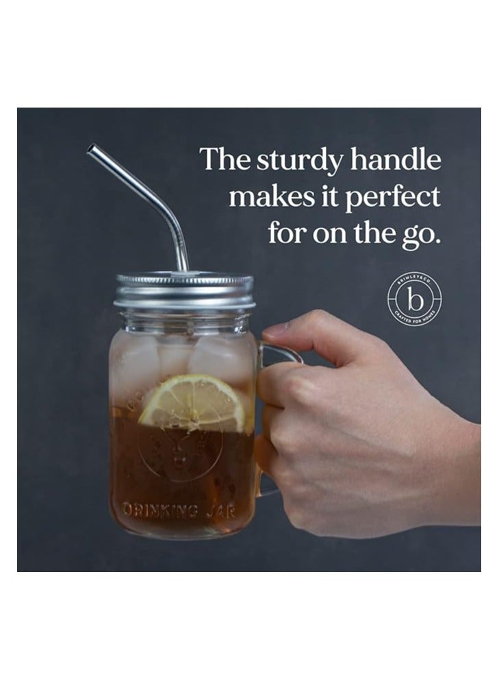 Entice Goods 4 set Mason Jar Mugs with Glass Handles and Metal Straws, 16oz Drinking Glasses Set of 4  - Image 3