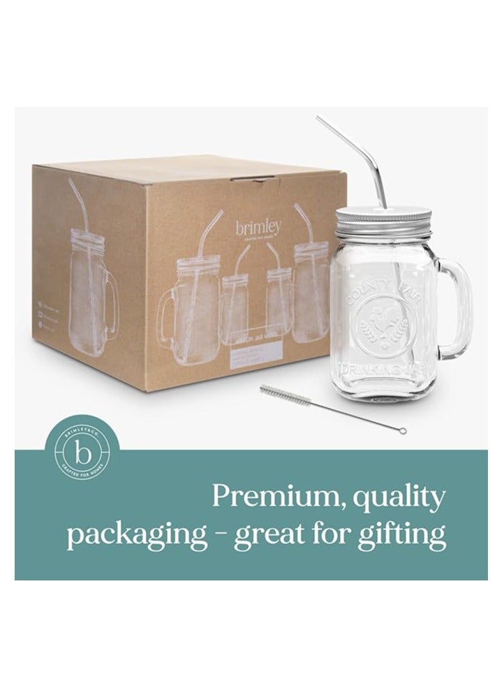 Entice Goods 4 set Mason Jar Mugs with Glass Handles and Metal Straws, 16oz Drinking Glasses Set of 4  - Image 5