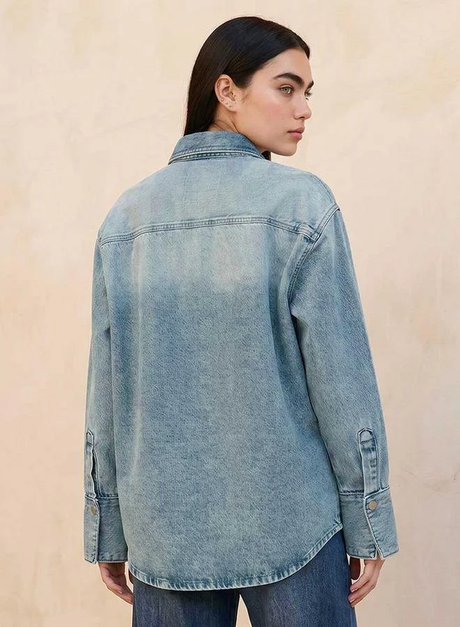 Lee Cooper BLUE Lee Cooper Cotton Shirt with Pockets for Women | Best Price UAE