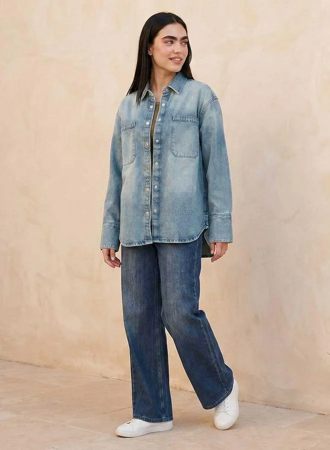 Lee Cooper BLUE Lee Cooper Cotton Shirt with Pockets for Women | Best Price UAE