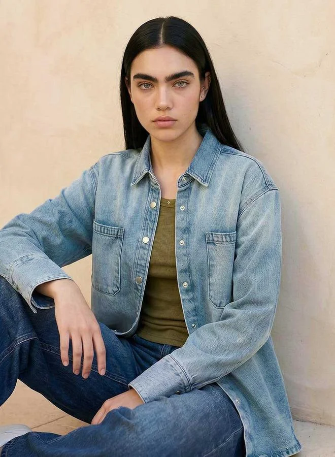 Lee Cooper BLUE Lee Cooper Cotton Shirt with Pockets for Women | Best Price UAE