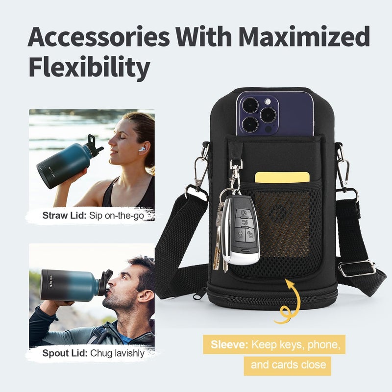 WixByti WixByti 64 oz Insulated Water Bottle with Straw (Cold for 48 Hrs)  Half Gallon Stainless Steel Triple Wall Vacuum Sports Water Jug  Leakproof Hydro Cup Flask with Straw Spout Lids & DIY Stickers  - Image 3