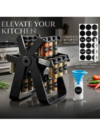 dx2504/ 360 Rotating Spice Rack, 18PCS Jar Kitchen Spice Organizer, Seasoning Organizer Seasoning Rack Tower for Kitchen Countertop - view 4