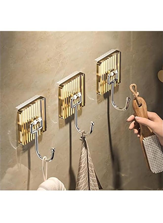 Gold Adhesive Hooks for Shower, Towels, Coat, Keys - Set of 3 - Image 1
