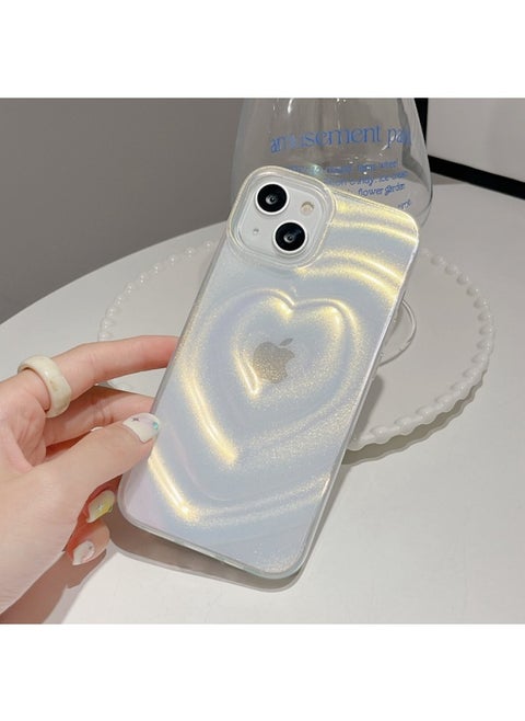 Digital Computer/iphone Protective Case/iphone Cover-Color:Laser White Pleated Love-Applicable Model:iPhone13pro