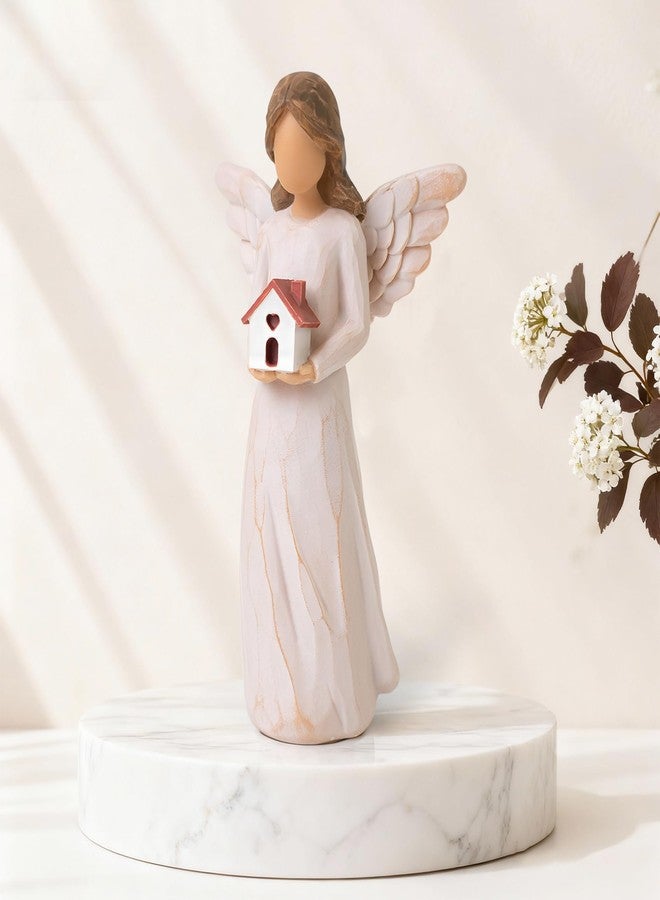 thovorrnl Housewarming Gifts New Home, House Warming Gifts for Women, Men, Couple, First Time Home Buyers, Homeowners, Guardian Angel with House Figurines, Sculpted Hand-Painted Statue - Image 3