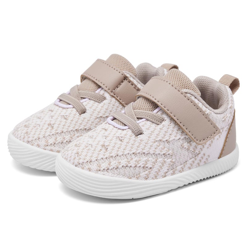 MORENDL Toddler Sneakers Baby Boys & Girls Barefoot Shoes Lightweight Breathable Walking Running Tennis Athletic Sport Shoes Brown 12-15Months - Image 1