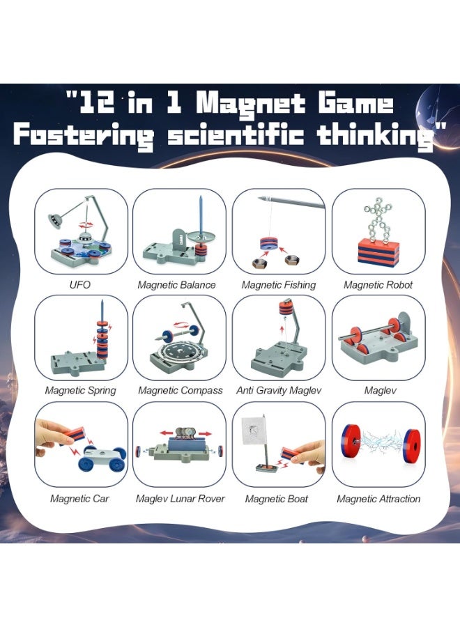 Solumi Magnetic Science Kit for Kids – 12-in-1 Magnetic Levitation & Physics Experiments Set, STEM Anti-Gravity Educational Toy for Boys and Girls Ages 8-12, Hands-On Magnet Learning Gift  - Image 3