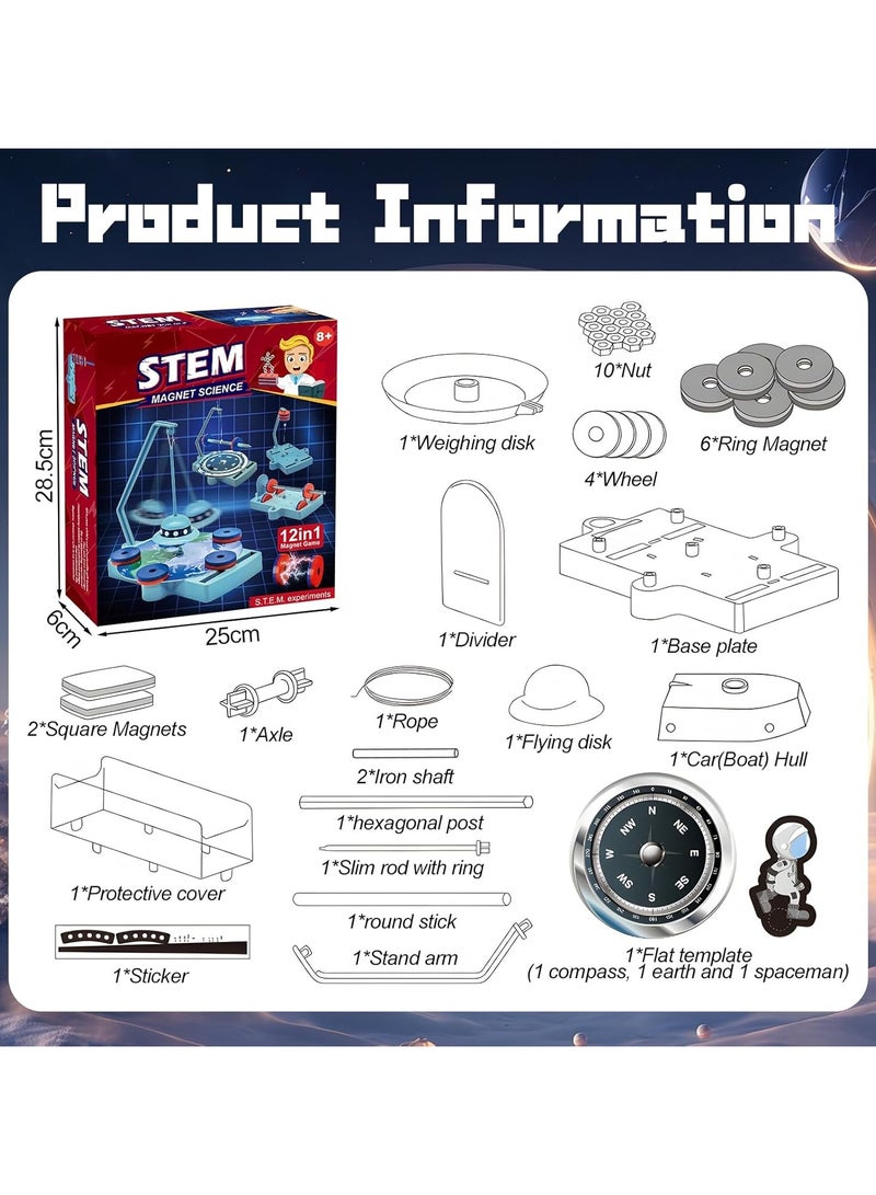 Solumi Magnetic Science Kit for Kids – 12-in-1 Magnetic Levitation & Physics Experiments Set, STEM Anti-Gravity Educational Toy for Boys and Girls Ages 8-12, Hands-On Magnet Learning Gift  - Image 2