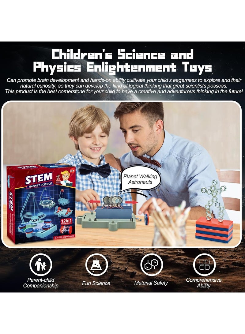 Solumi Magnetic Science Kit for Kids – 12-in-1 Magnetic Levitation & Physics Experiments Set, STEM Anti-Gravity Educational Toy for Boys and Girls Ages 8-12, Hands-On Magnet Learning Gift  - Image 5