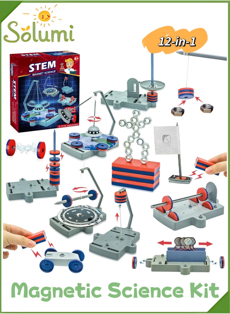 Solumi Magnetic Science Kit for Kids – 12-in-1 Magnetic Levitation & Physics Experiments Set, STEM Anti-Gravity Educational Toy for Boys and Girls Ages 8-12, Hands-On Magnet Learning Gift  - Image 1