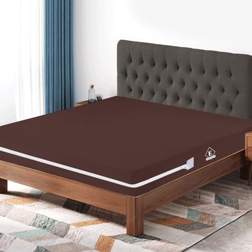 Edenwald Terry Cotton Quilted Mattress ProtectorSuper King Size (78x84Inches)_with 8 Inch Drop,Zippered Mattress Encasement, Bed Cover, Six-Sided Mattress Cover, Brown Color Mattress Protector Cover - Image 4