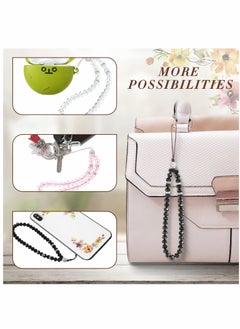 SYOSI 3 Pcs Cell Phone Lanyard Strap, Charm Bling Crystal Beads Hand Wrist Lanyard Strap String, Women's Wristlet for Cell Phone Camera Purse MP3 MP4 iPod PSP Keychain (Pink+White+Black)  - Image 3