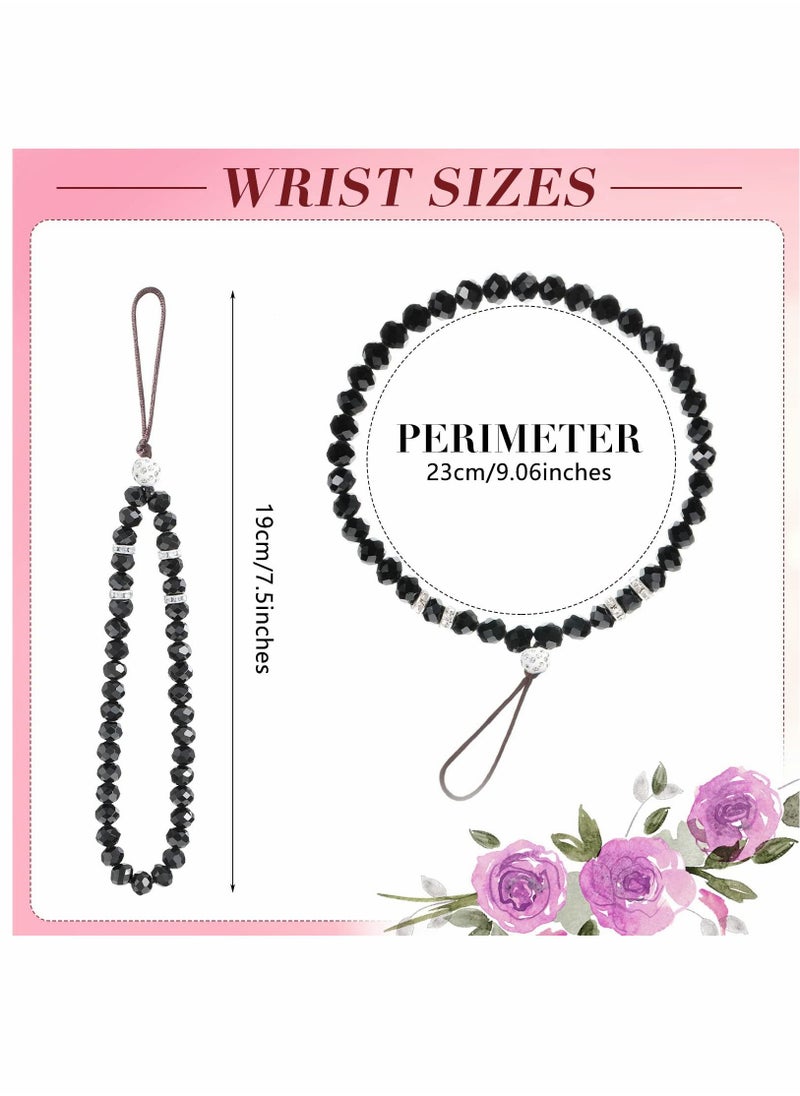SYOSI - 3 Pcs Cell Phone Lanyard Strap, Charm Bling Crystal Beads Hand Wrist Lanyard Strap String, Women's Wristlet for Cell Phone Camera Purse MP3 MP4 iPod PSP Keychain (Pink+White+Black) - Image 1