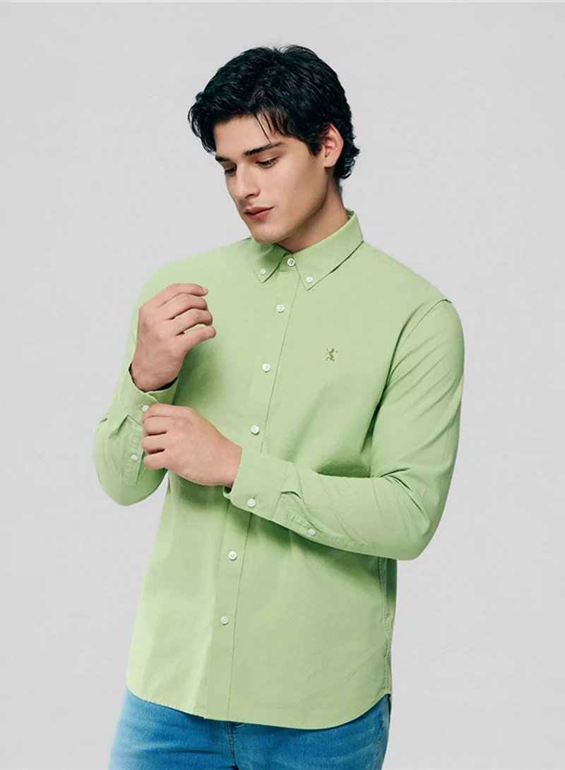 Men’s Cotton Slim Oxford Shirt with Embroidery