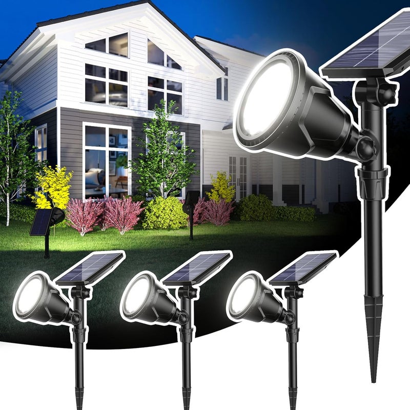 ROSHWEY Solar Outdoor Lights, Waterproof 600LM Spot Light for Pathway and Patio (Cool White, 4 Pack) - Image 1