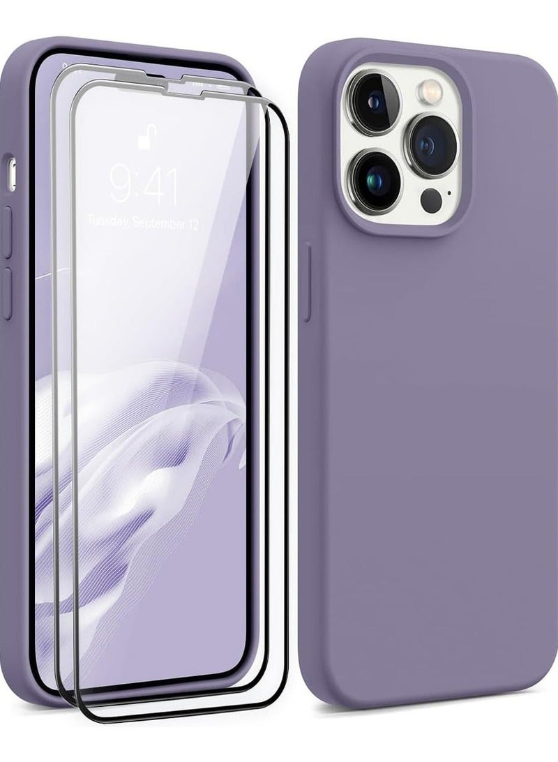 Raxoom [3 in 1] for iPhone 15 Pro Case with 9H Tempered Glass Screen Protector, Premium Liquid Silicone Shockproof Protective Case,Slim Phone Cover for iPhone 15 Pro (2023) (iphone 15 Pro, Light Gray) - Image 1