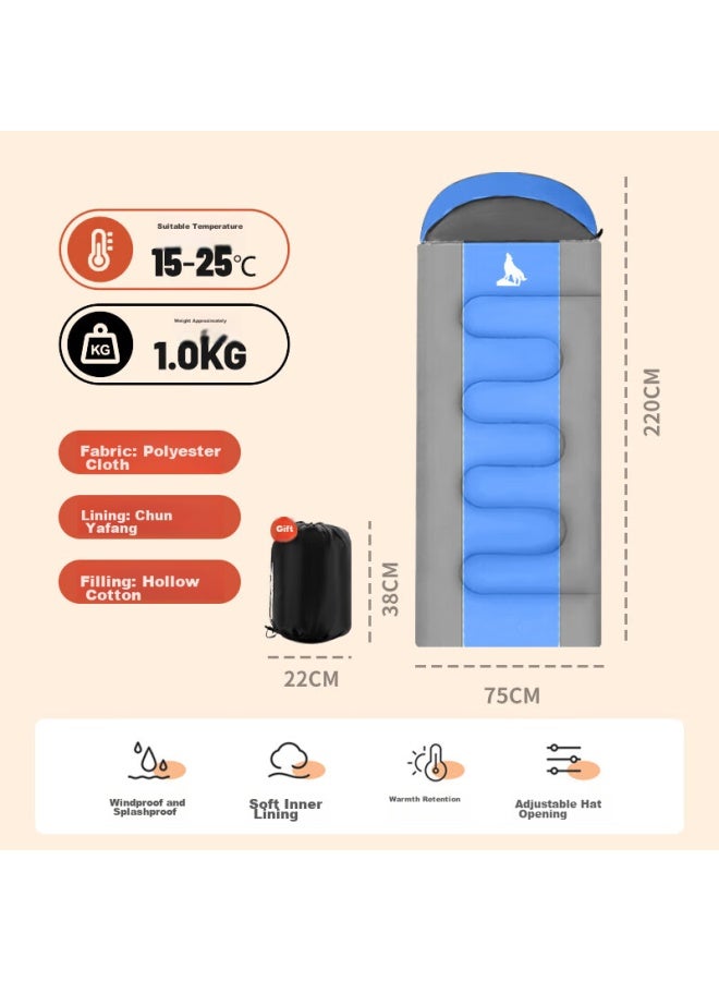 BeiJiLang Beiji Lang Sleeping Bag, Adult Outdoor Travel, Winter And All Seasons, Warm, Indoor Camping, Double, Dirt-proof Cotton Sleeping Bag, 1.0kg - Image 1