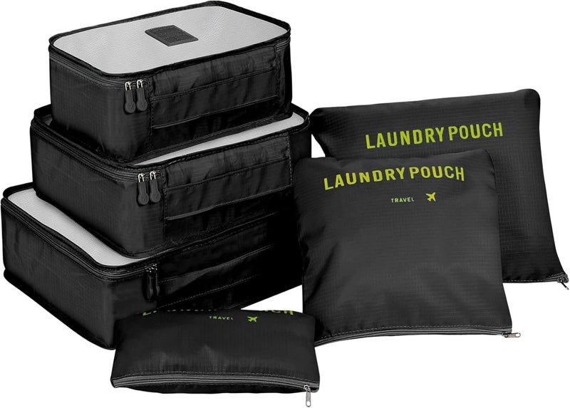 ترافل مجموعة شنط صغيرة لتنظيم شنط السفر وشنط الظهر والملابس والأحذية مع أكياس غسيل ، 6 قطع - Image 1