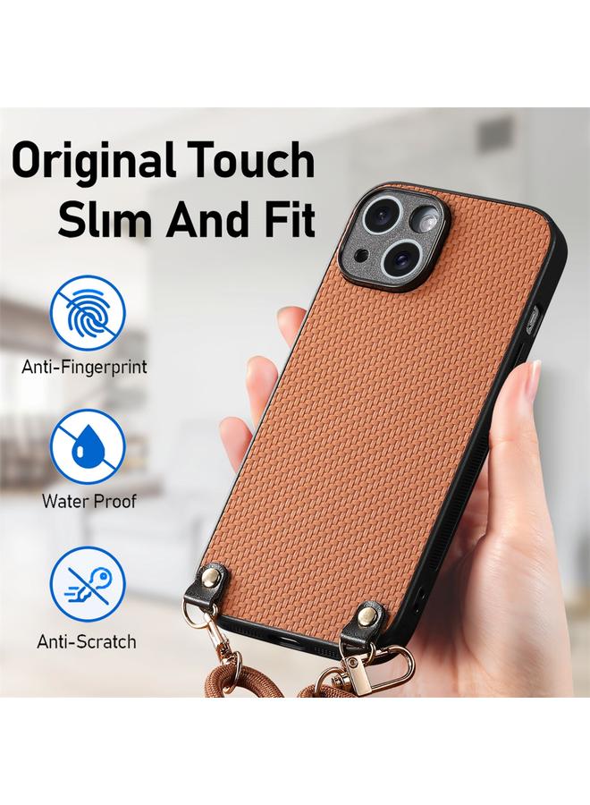 S-TOP Case For iPhone 13 Carbon Fiber Texture Leather Back Phone Case with Crossbody Strap - Image 5