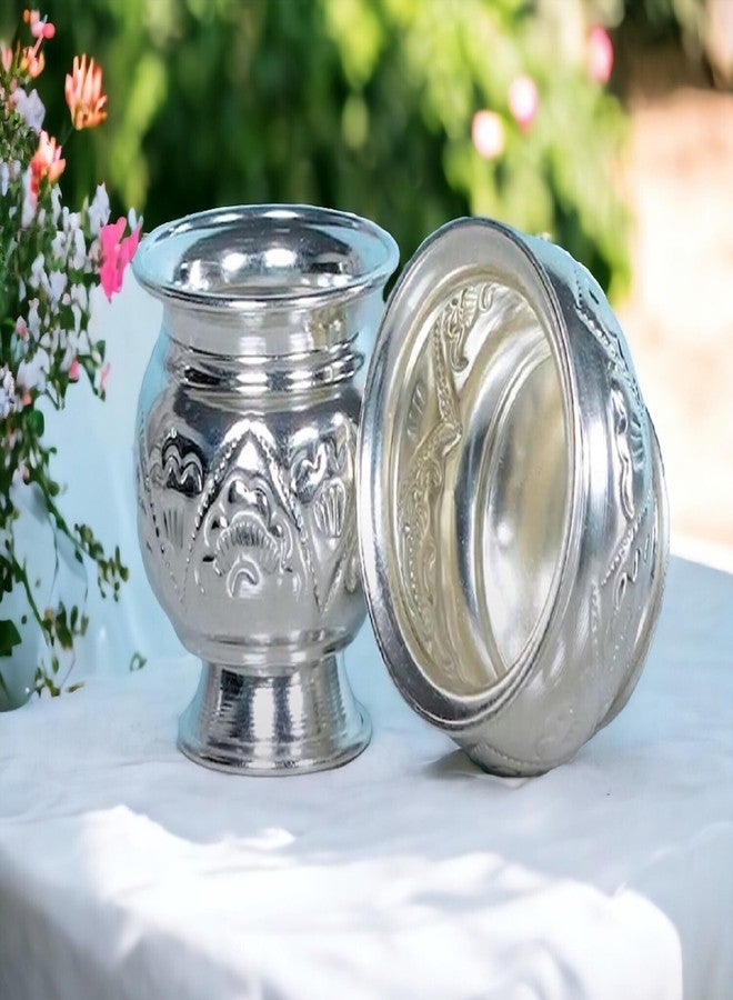 Sigaram German Silver 2.5 Inch Kum Kum Bharani Holder Cup for Home Pooja Decor K2514 Silver Plated - Image 1