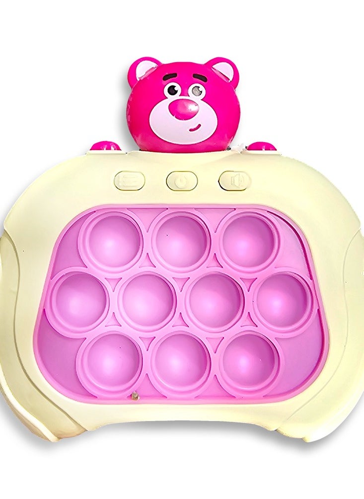 Generic - Quick Push Pop game, with acute  pink bear theme for kids and adults, boys and girls , a fun handheld game for home and garden , birthday gifts that is easy to move around so your child can spend hours of entertainment, a bubble pushing game to relieve stress and nervousness. - Image 1