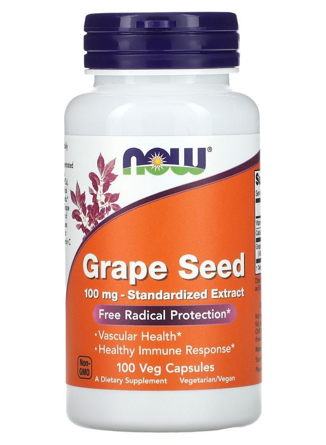 now Grape Seed Standardized Extract 100 mg 100 Veg Capsules