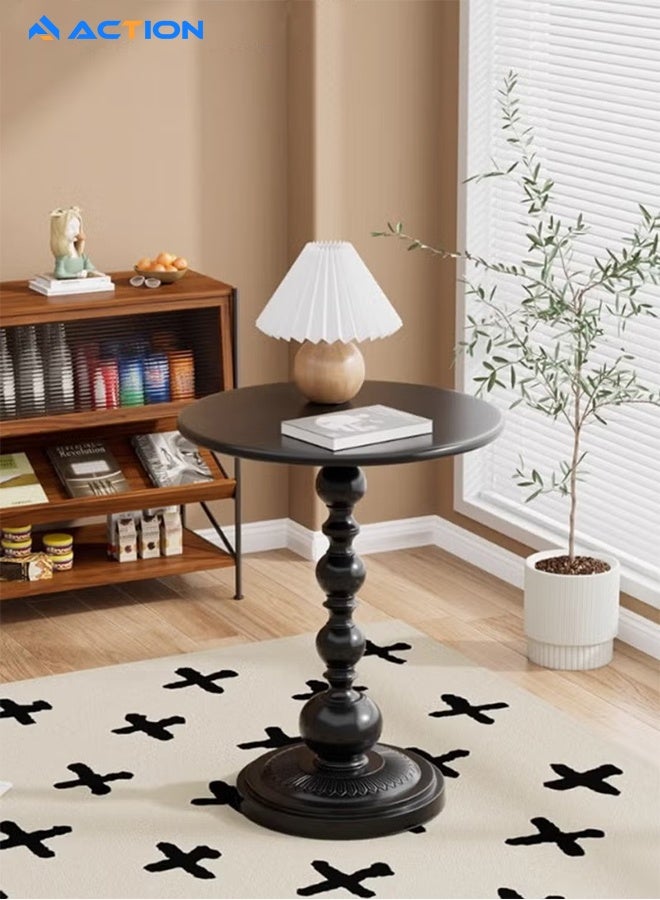 ACTION Metal Coffee Table,Vintage Black Round Table Nightstand For Bedside Or Sofa,Small Accent Pedestal Table For Living Room Corners Bedroom Patio And Bar (Black) - Image 3