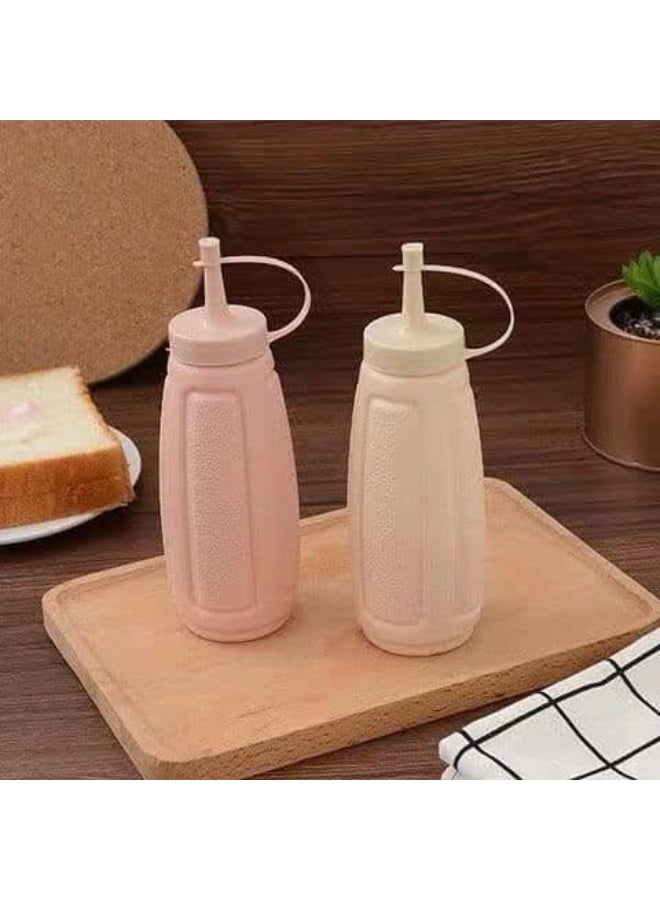 زجاجات كاتشب ومسطردة فارغة مصنوعة من البلاستيك - قابلة لاعادة الملئ - سهلة الاستخدام مناسبة للمطبخ ولوازم المطعم وشاحنات تقديم الطعام، قطعتان -  أبيض و وردي - Image 4