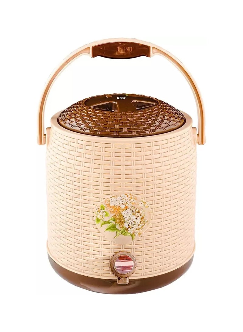 NAYASA Beige Braided Cane Water Cooler Jug with Dispenser Tap and Included Cup, Keeps Water Cold for Long Time Insulated Beverage Drink Container with Rotating Valve and Sturdy Top Carrying Handle for Home Picnic Camping - Image 1